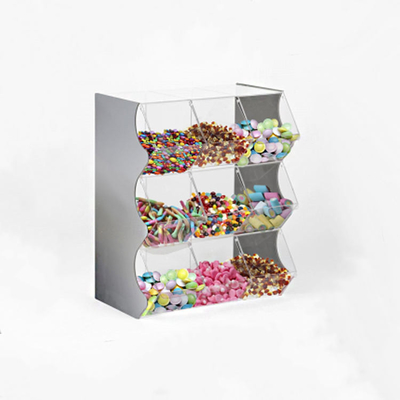 Витринный шкаф конфеты 3 ярусов, изготовленный на заказ выбор и распределитель конфеты смешивания акриловый